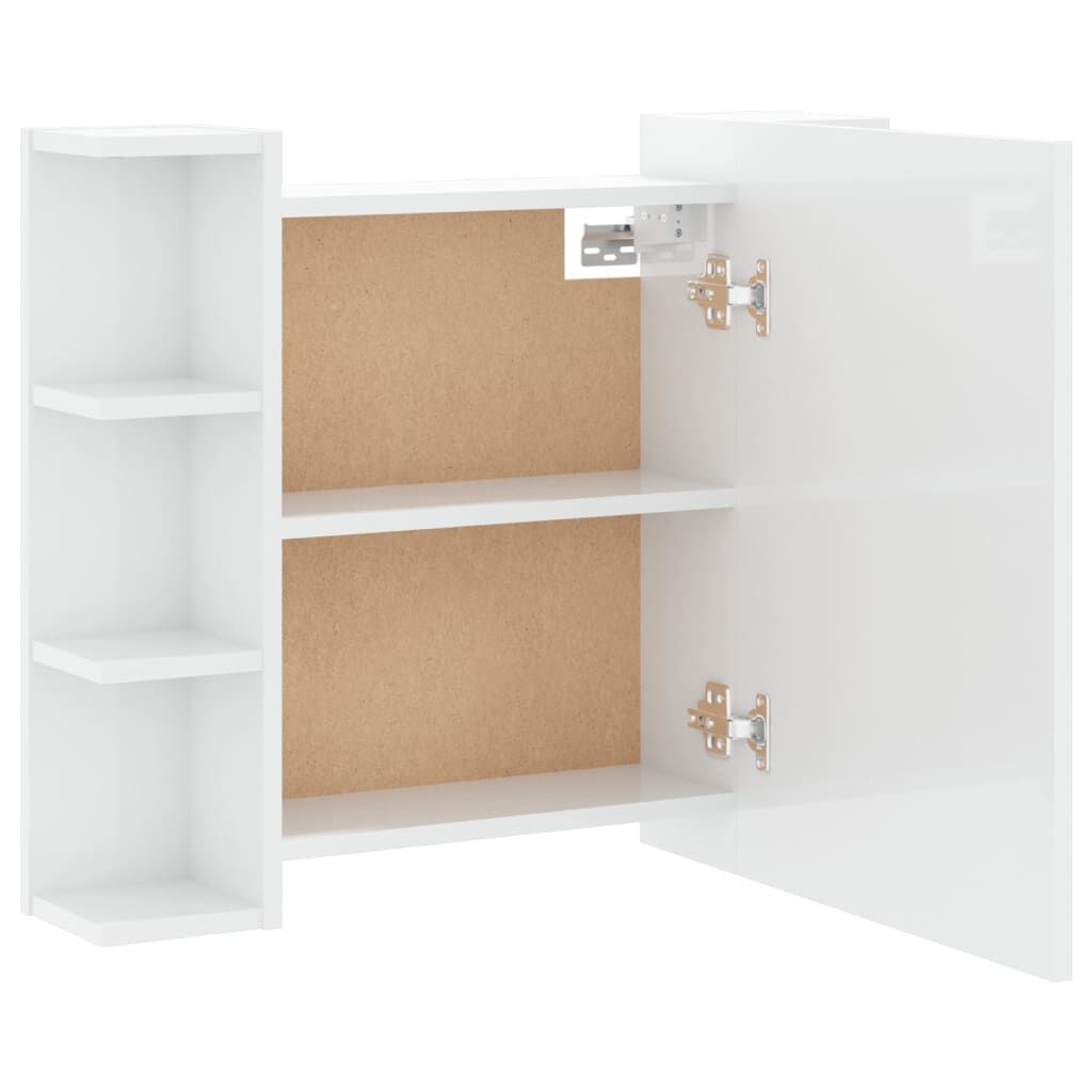 vidaXL Ormarić s ogledalom i LED svjetlima sjajni bijeli 70x16,5x60 cm