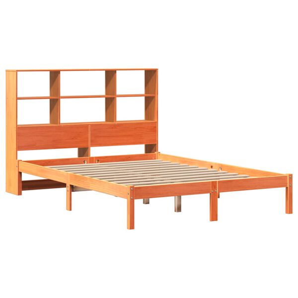 vidaXL Krevet s regalom za knjige bez madraca 135 x 190 cm od borovine