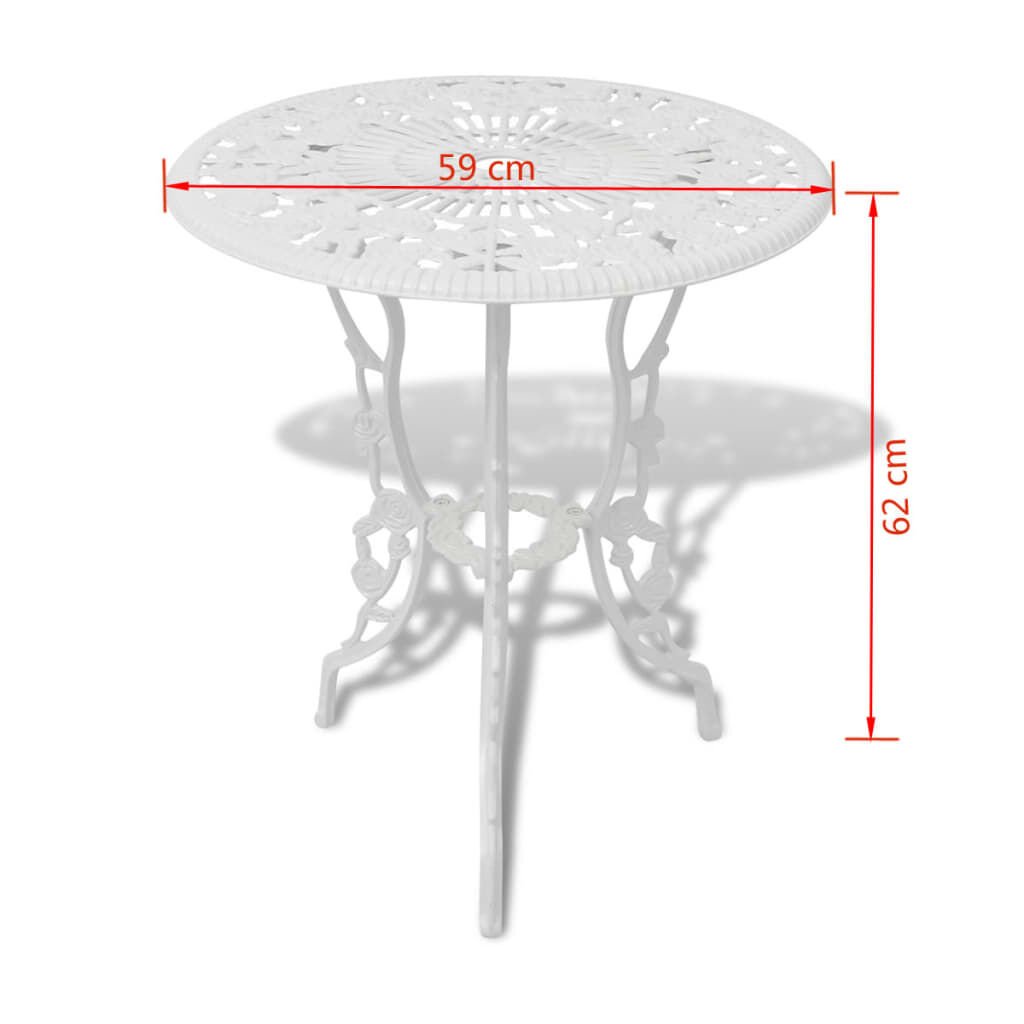 vidaXL 3-dijelni bistro set od lijevanog aluminija bijeli