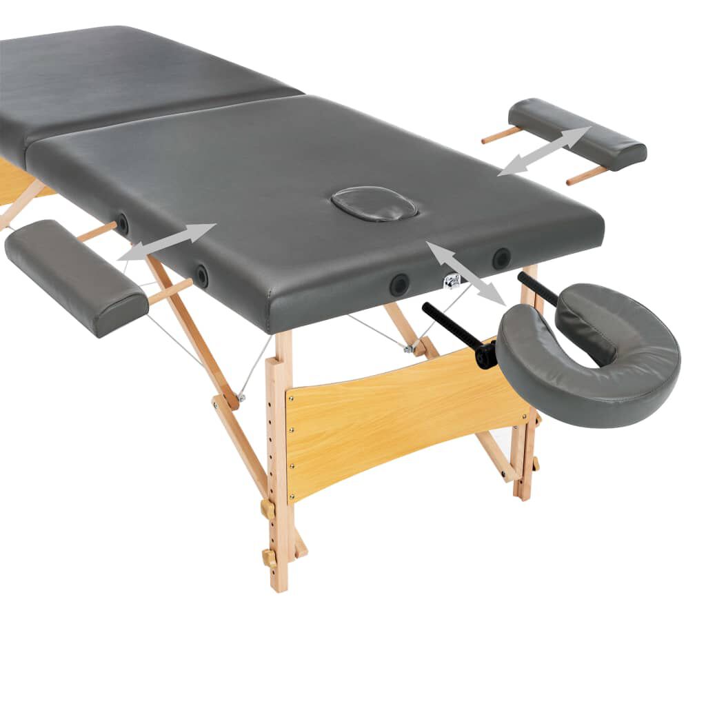 vidaXL Masažni stol s 2 zone i drvenim okvirom antracit 186 x 68 cm