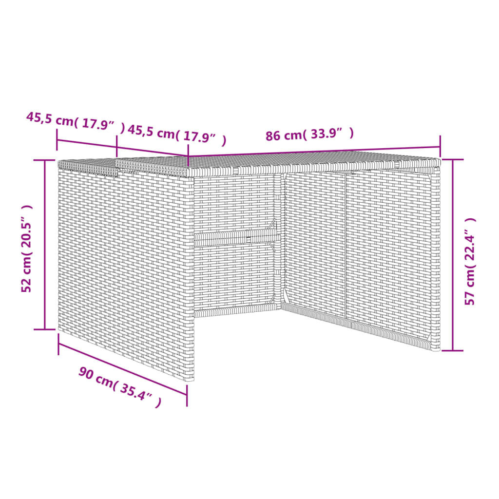 vidaXL Garaža za robotsku kosilicu crna 86x90x52/57 cm od poliratana
