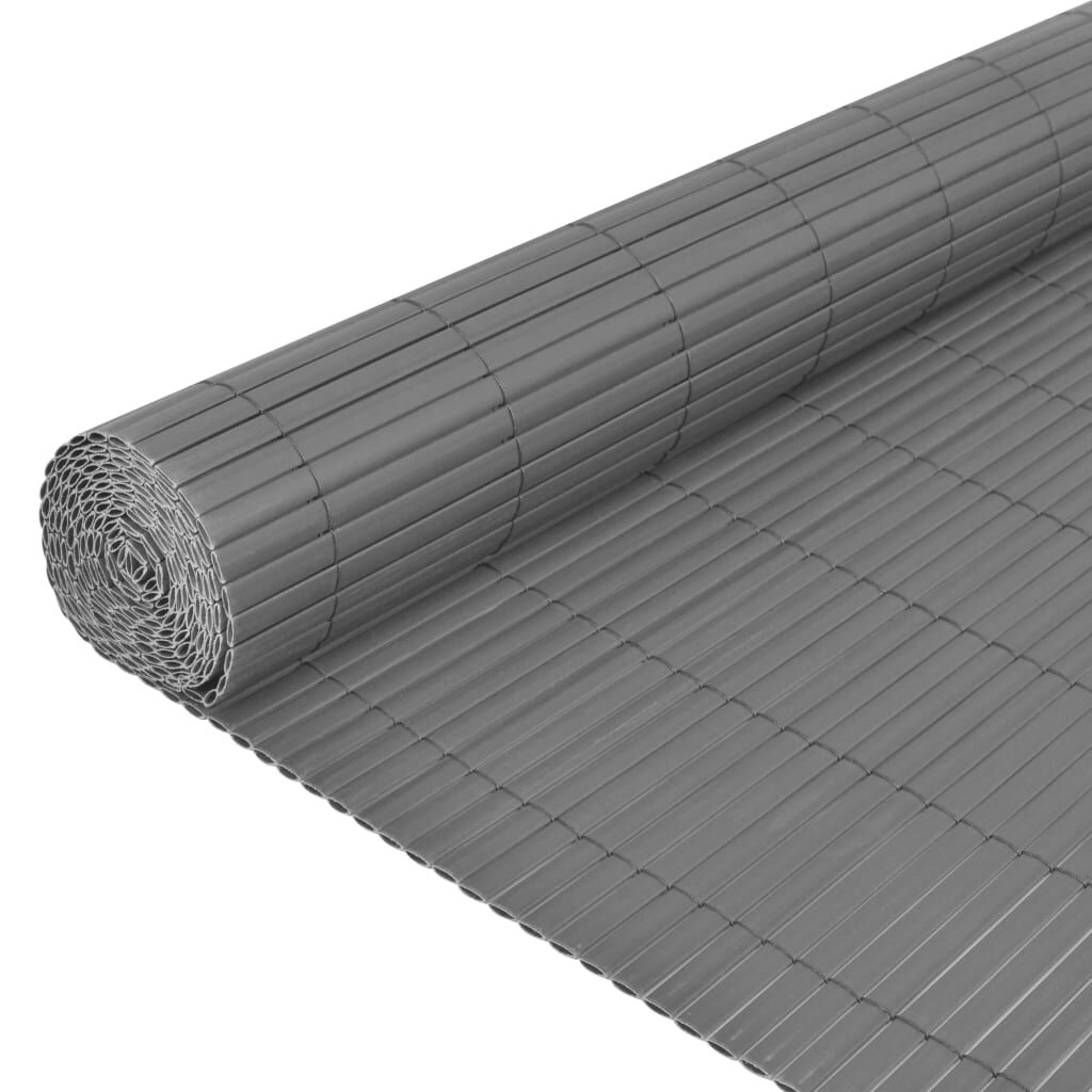 vidaXL Dvostrana vrtna ograda PVC 90 x 300 cm siva