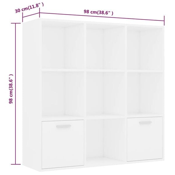 vidaXL Ormarić za knjige bijeli 98 x 30 x 98 cm od konstruiranog drva