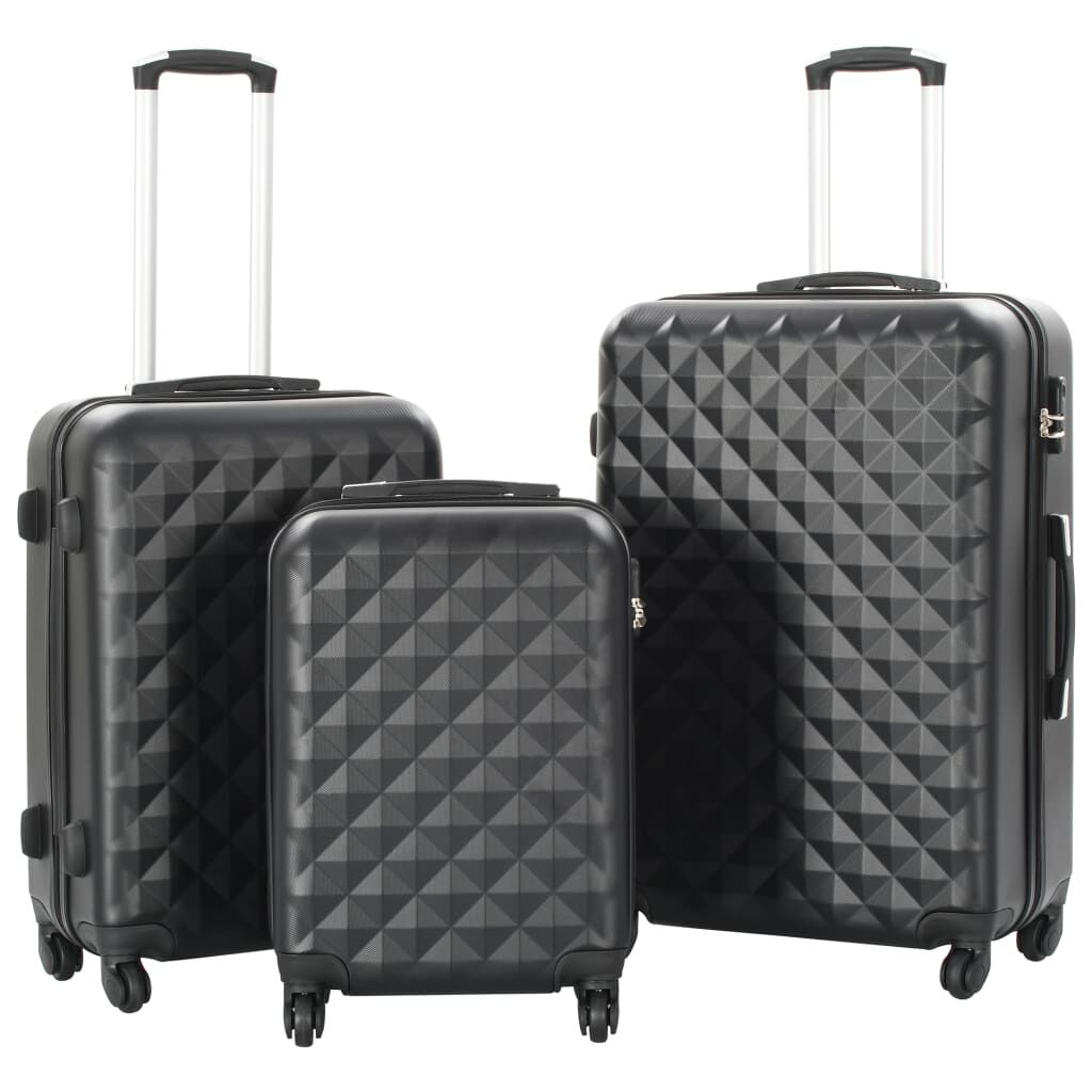 vidaXL 3-dijelni set čvrstih kovčega crni ABS
