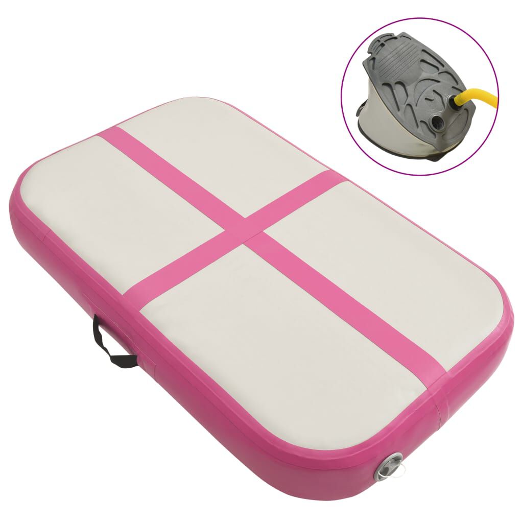 vidaXL Strunjača na napuhavanje s crpkom 60 x 100 x 10 cm PVC roza