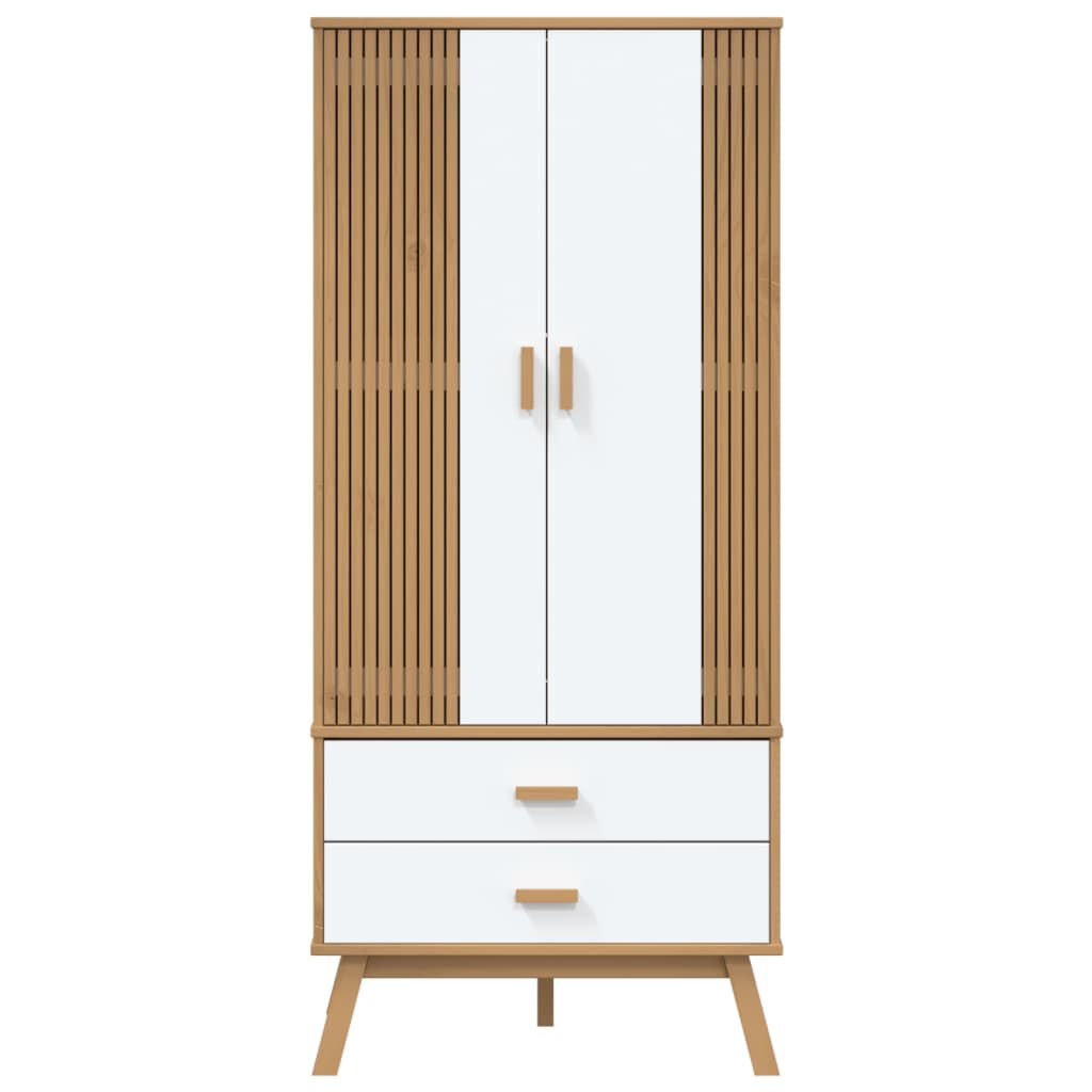 vidaXL Ormar OLDEN bijelo-smeđi 76,5 x 53 x 172 cm od masivne borovine