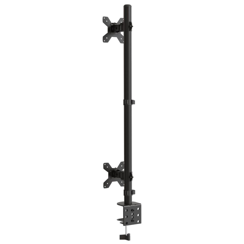 vidaXL Dvostruki nosač za monitor crni čelični VESA 75/100 mm