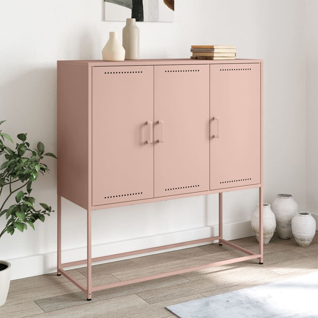 vidaXL Visoka komoda ružičasta 100,5x39x107 cm čelična