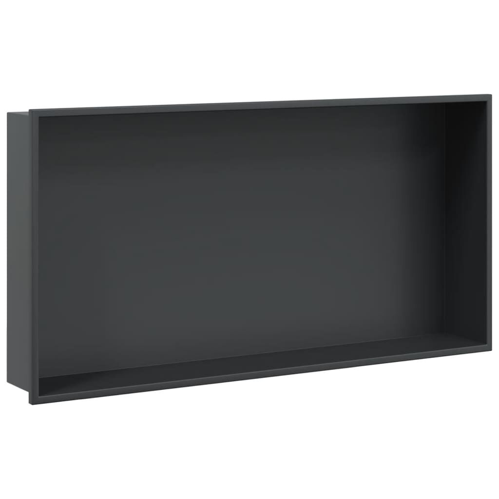 vidaXL Niša za tuš mat crna 62x32x9 cm nehrđajući čelik