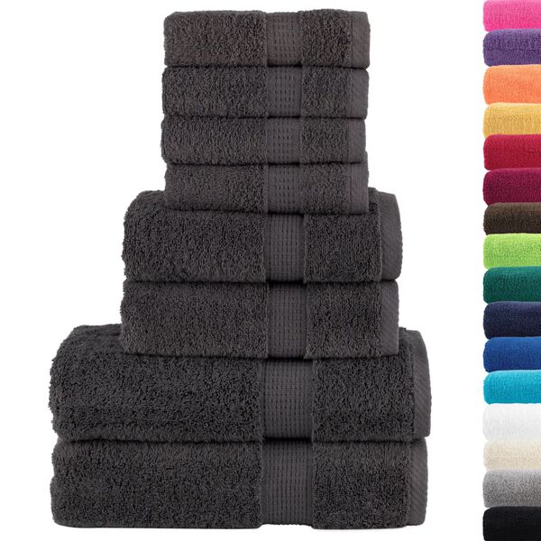 vidaXL 8-dijelni vrhunski set ručnika SOLUND antracit 600 gsm
