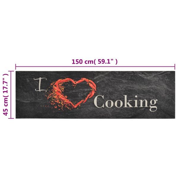 vidaXL Kuhinjski tepih perivi s natpisom Cooking 45x150 cm baršunasti