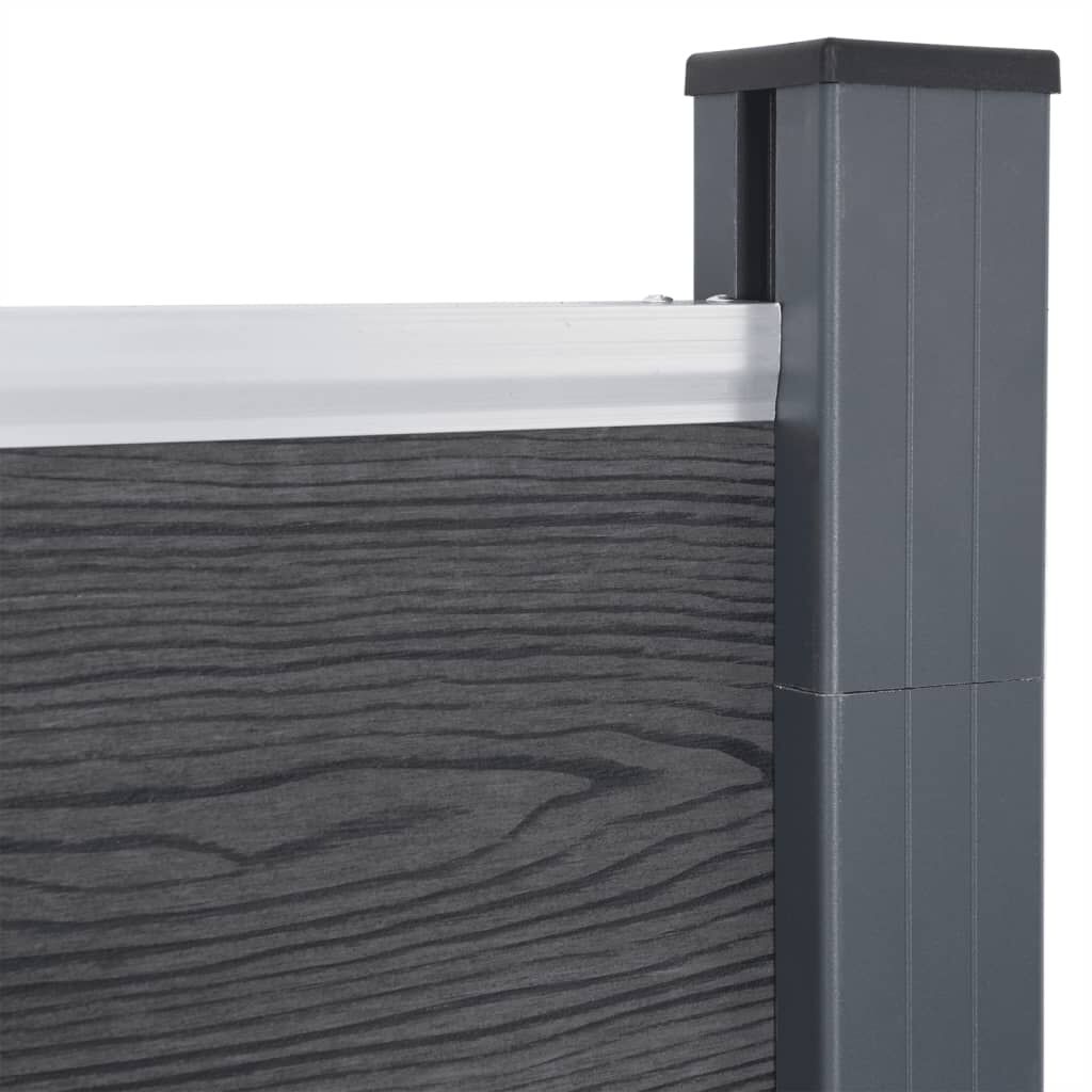 vidaXL Set panela za ogradu sivi 180 x 186 cm WPC