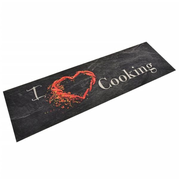 vidaXL Kuhinjski tepih perivi s natpisom Cooking 45x150 cm baršunasti