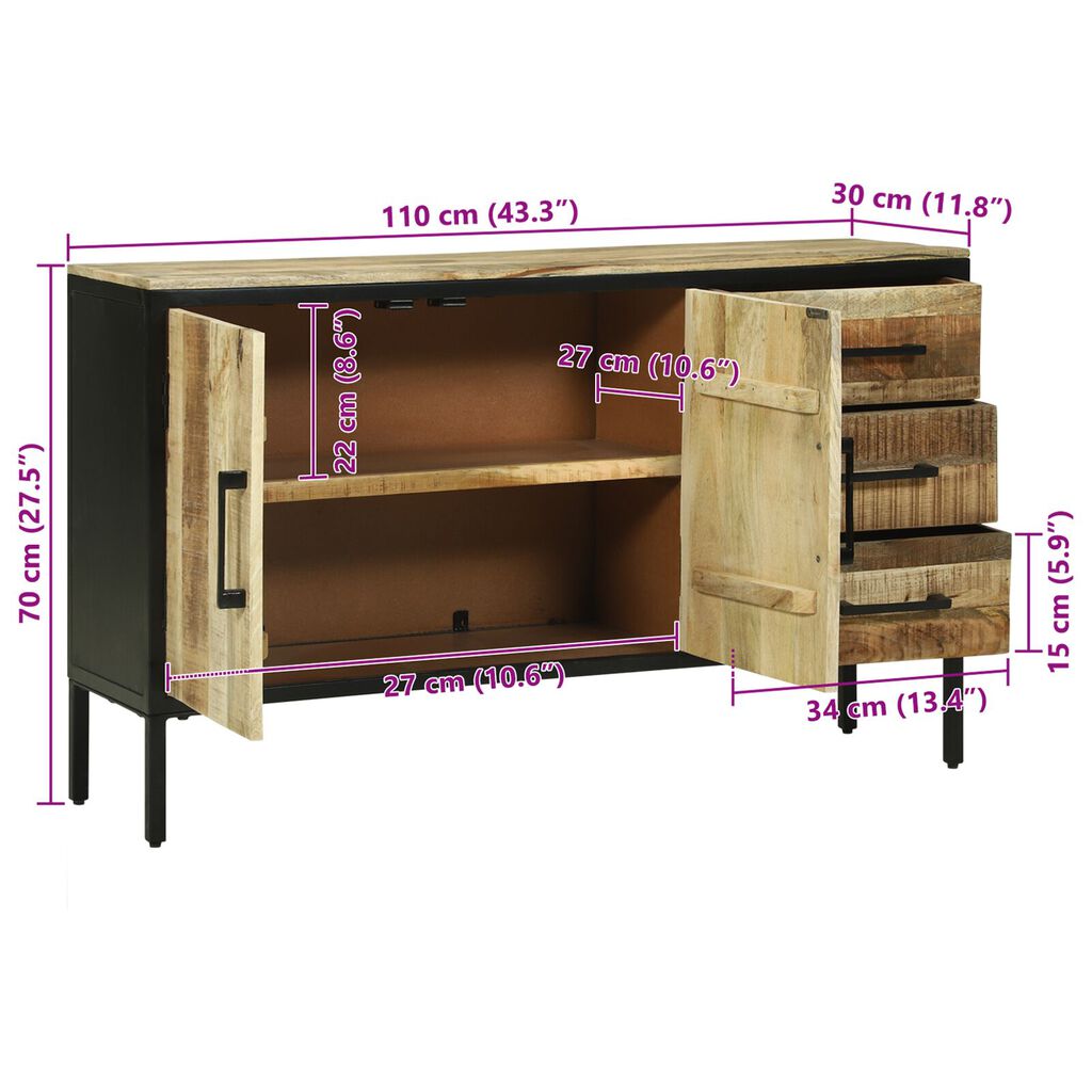 vidaXL pokrivač 110x30x70 cm čvrsto drvo manga