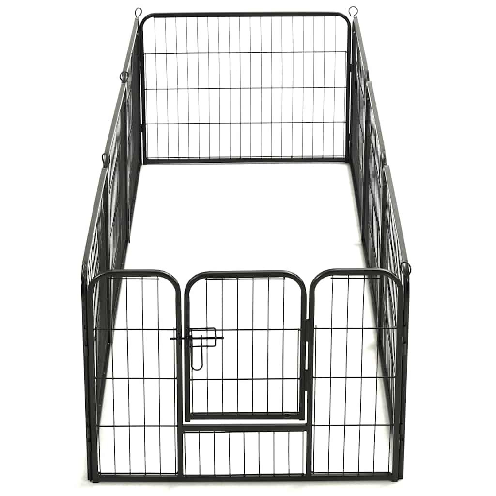 vidaXL Ograda za pse s 8 ploča od čelika 60 x 80 cm crna