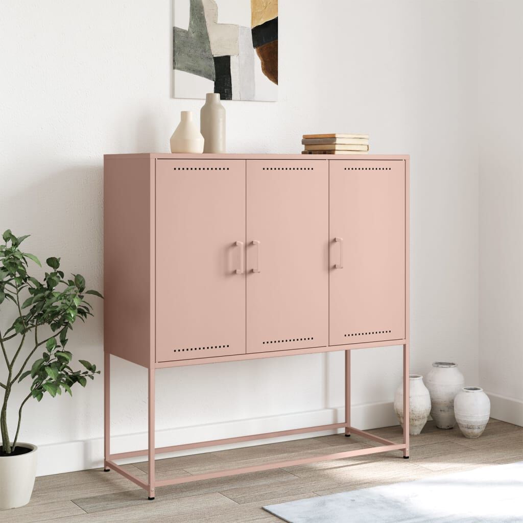 vidaXL Visoka komoda ružičasta 100,5x39x107 cm čelična